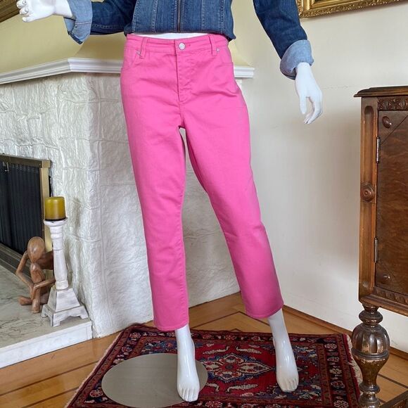 Talbots Flawless Five-Pocket Slim Ankle Pink Jeans 14P - Picture 2 of 12